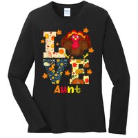 LOVE Turkey Aunt Pumpkin Happy Thanksgiving Autumn Gifts Ladies Long Sleeve Shirt