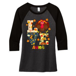 LOVE Turkey Aunt Pumpkin Happy Thanksgiving Autumn Gifts Women's Tri-Blend 3/4-Sleeve Raglan Shirt