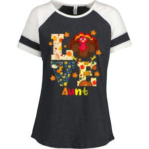 LOVE Turkey Aunt Pumpkin Happy Thanksgiving Autumn Gifts Enza Ladies Jersey Colorblock Tee