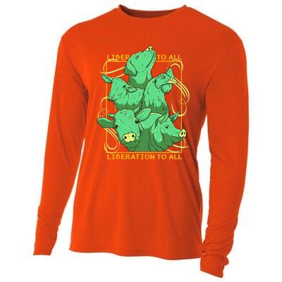 Liberation To All Vegan Vegetarian Animals Lover Great Gift Cooling Performance Long Sleeve Crew