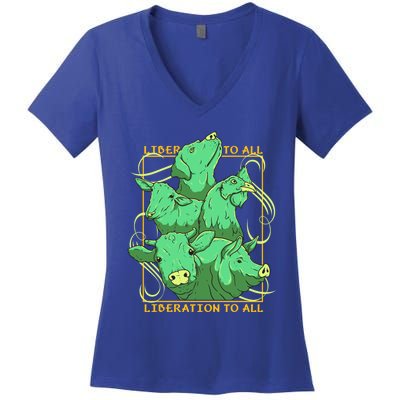 Liberation To All Vegan Vegetarian Animals Lover Great Gift Women's V-Neck T-Shirt