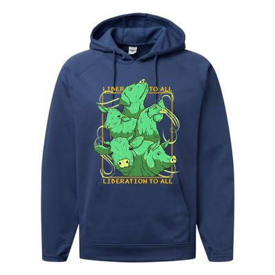 Liberation To All Vegan Vegetarian Animals Lover Great Gift Performance Fleece Hoodie