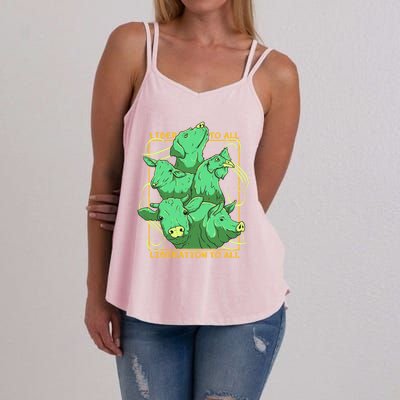 Liberation To All Vegan Vegetarian Animals Lover Great Gift Women's Strappy Tank