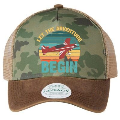 Let The Adventure Begin Airplane Adventure Travel Mode Gift Legacy Tie Dye Trucker Hat