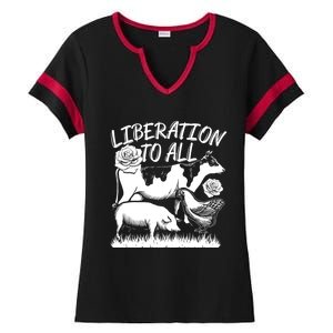 Liberation To All Vegetarian Gift Ladies Halftime Notch Neck Tee