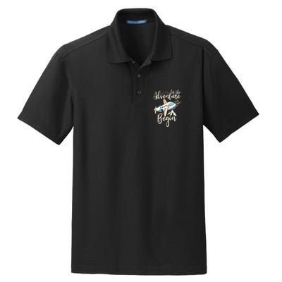 Let The Adventure Begin Airplane Adventure Travel Mode Dry Zone Grid Polo