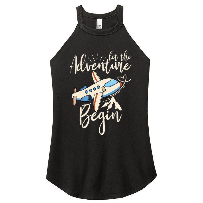 Let The Adventure Begin Airplane Adventure Travel Mode Women's Perfect Tri Rocker Tank