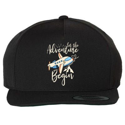 Let The Adventure Begin Airplane Adventure Travel Mode Wool Snapback Cap