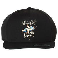 Let The Adventure Begin Airplane Adventure Travel Mode Wool Snapback Cap
