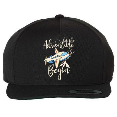 Let The Adventure Begin Airplane Adventure Travel Mode Wool Snapback Cap