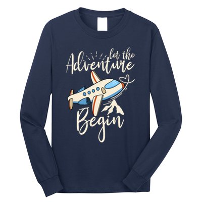 Let The Adventure Begin Airplane Adventure Travel Mode Long Sleeve Shirt