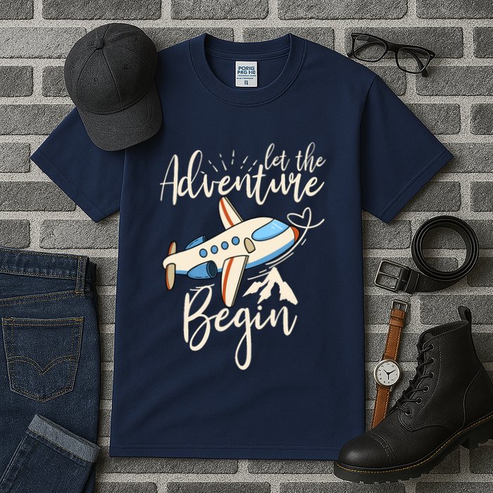 Let The Adventure Begin Airplane Adventure Travel Mode Tall T-Shirt