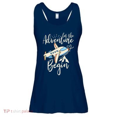 Let The Adventure Begin Airplane Adventure Travel Mode Ladies Essential Flowy Tank