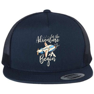 Let The Adventure Begin Airplane Adventure Travel Mode Flatbill Hat