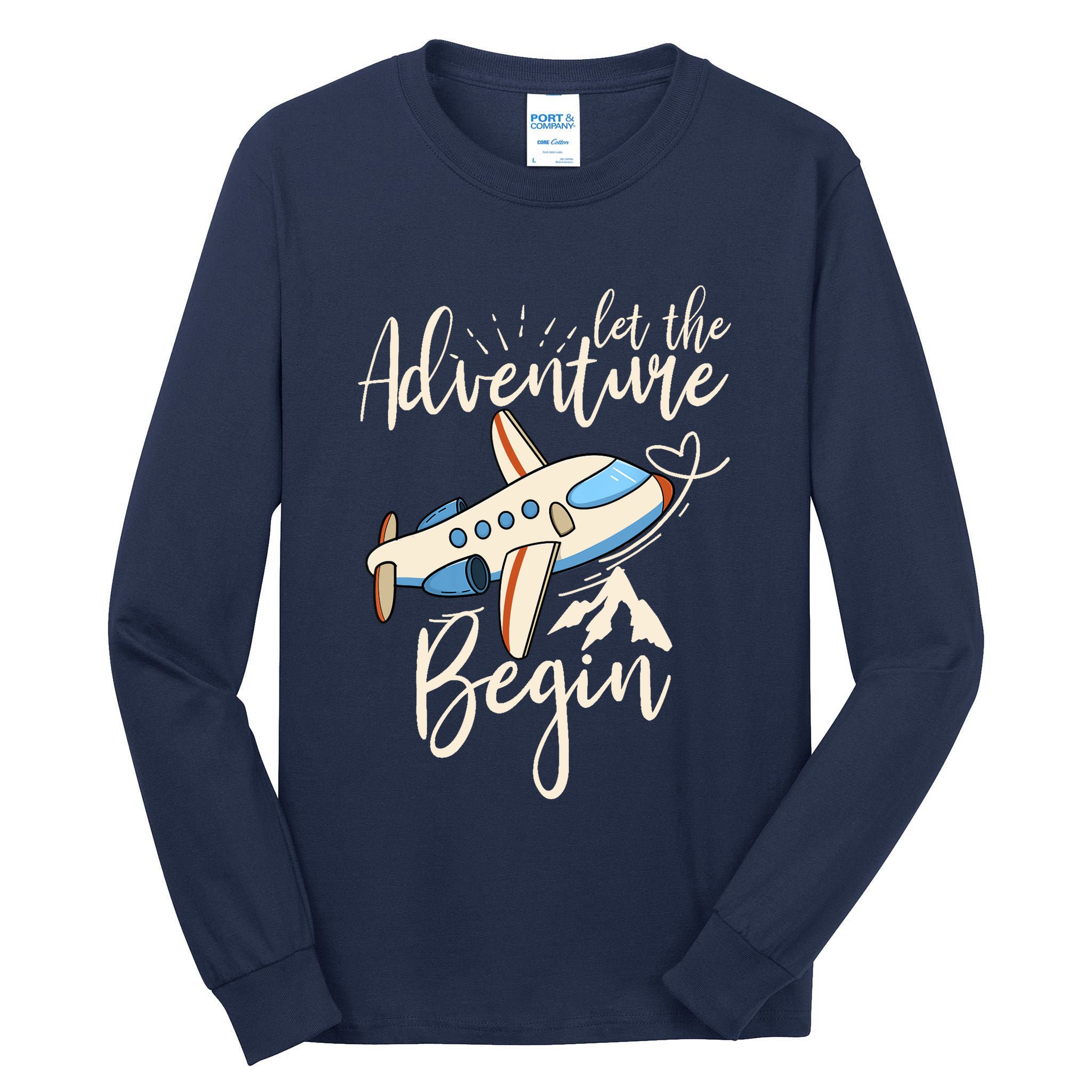 Let The Adventure Begin Airplane Adventure Travel Mode Tall Long Sleeve T-Shirt