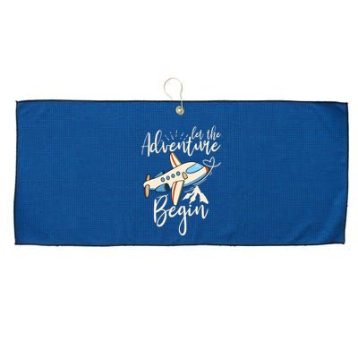 Let The Adventure Begin Airplane Adventure Travel Mode Large Microfiber Waffle Golf Towel