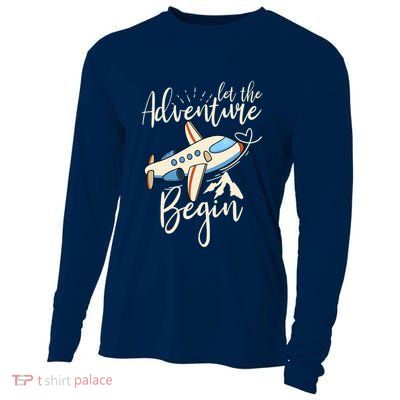 Let The Adventure Begin Airplane Adventure Travel Mode Cooling Performance Long Sleeve Crew