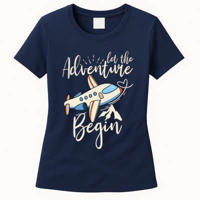 Let The Adventure Begin Airplane Adventure Travel Mode Womens T-Shirt