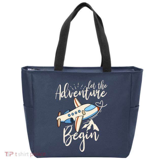 Let The Adventure Begin Airplane Adventure Travel Mode Zip Tote Bag