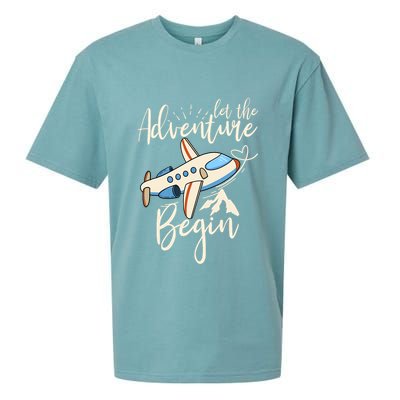 Let The Adventure Begin Airplane Adventure Travel Mode Sueded Cloud Jersey T-Shirt
