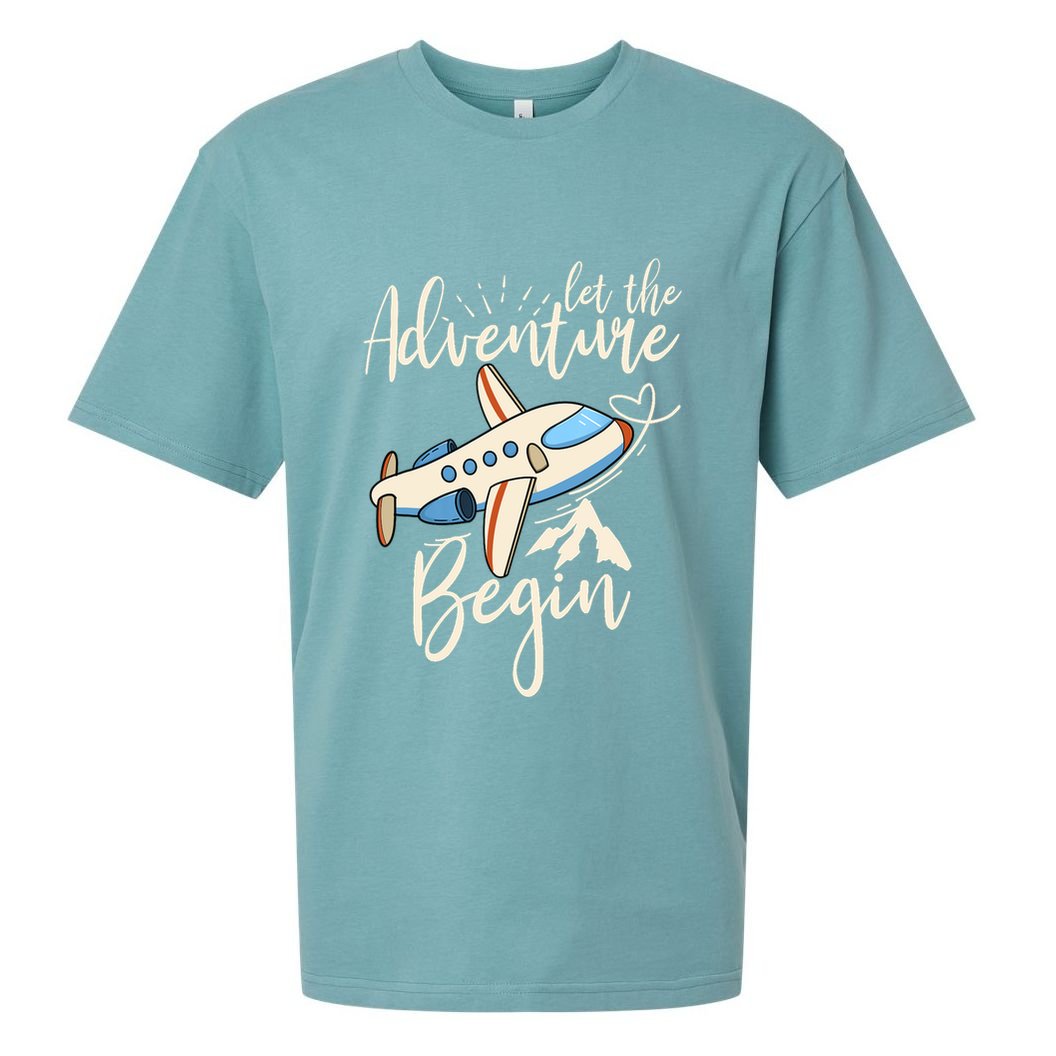 Let The Adventure Begin Airplane Adventure Travel Mode Sueded Cloud Jersey T-Shirt