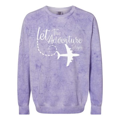 Let The Adventure Begin Inspirational Airplane Travel Mode Colorblast Crewneck Sweatshirt