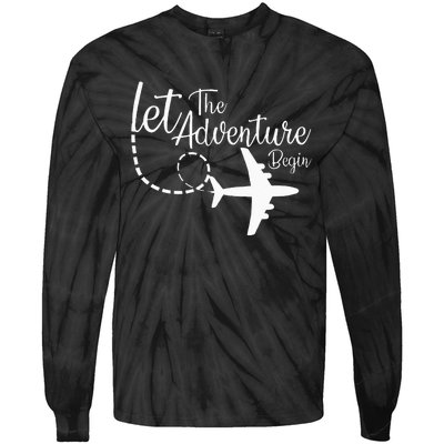 Let The Adventure Begin Inspirational Airplane Travel Mode Tie-Dye Long Sleeve Shirt