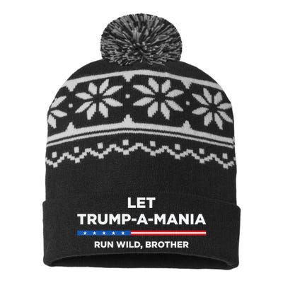 Let Trump A Mania Run Wild Brother Trumpamania Trump 2024 USA-Made Snowflake Beanie