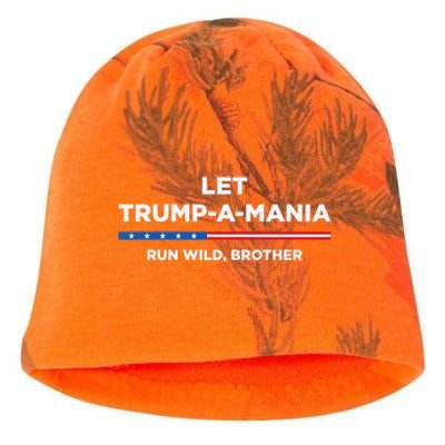 Let Trump A Mania Run Wild Brother Trumpamania Trump 2024 Kati - Camo Knit Beanie