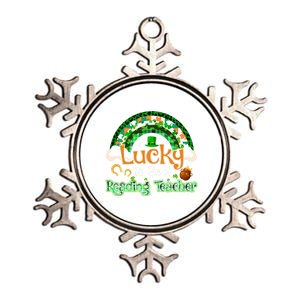 Lucky To Be Reading Teacher Shamrock Patrick Day Gift Metallic Star Ornament