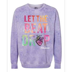 Let The Beat Drop Adenosine Funny Rn Nurses Heartbeat Cute Colorblast Crewneck Sweatshirt