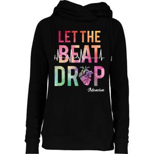 Let The Beat Drop Adenosine Funny Rn Nurses Heartbeat Cute Womens Funnel Neck Pullover Hood