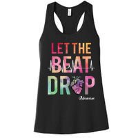 Let The Beat Drop Adenosine Funny Rn Nurses Heartbeat Cute Women's Racerback Tank