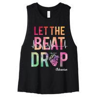 Let The Beat Drop Adenosine Funny Rn Nurses Heartbeat Cute Women's Racerback Cropped Tank