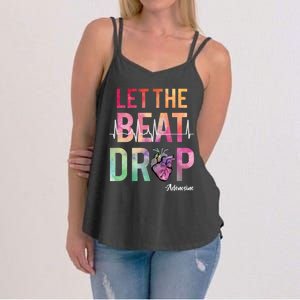 Let The Beat Drop Adenosine Funny Rn Nurses Heartbeat Cute Women's Strappy Tank