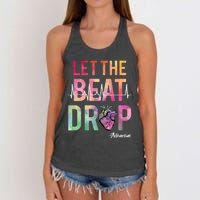 Let The Beat Drop Adenosine Funny Rn Nurses Heartbeat Cute Women's Knotted Racerback Tank