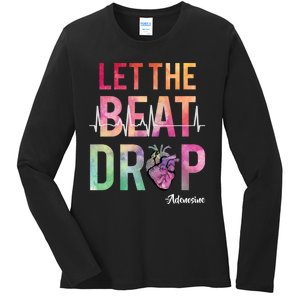 Let The Beat Drop Adenosine Funny Rn Nurses Heartbeat Cute Ladies Long Sleeve Shirt