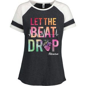 Let The Beat Drop Adenosine Funny Rn Nurses Heartbeat Cute Enza Ladies Jersey Colorblock Tee