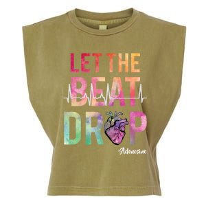 Let The Beat Drop Adenosine Funny Rn Nurses Heartbeat Cute Garment-Dyed Women's Muscle Tee