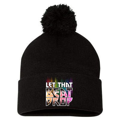 Let That Beat Drop Rainbow Equalizer Dance Music Lover Pom Pom 12in Knit Beanie