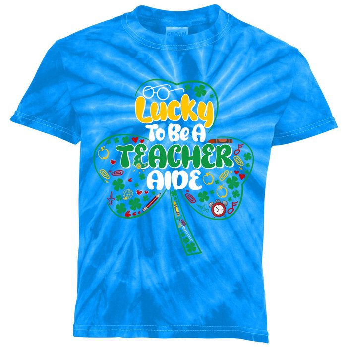 Lucky To Be Teacher Aide St Patricks Day Shamrock Cool Gift Kids Tie-Dye T-Shirt