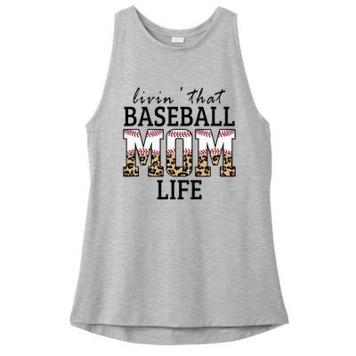 Livin' That Baseball Mom Life Leopard Ladies PosiCharge Tri-Blend Wicking Tank