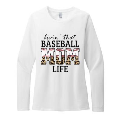 Livin' That Baseball Mom Life Leopard Womens CVC Long Sleeve Shirt