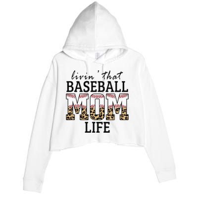 Livin' That Baseball Mom Life Leopard Crop Fleece Hoodie