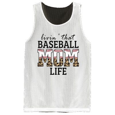 Livin' That Baseball Mom Life Leopard Mesh Reversible Basketball Jersey Tank