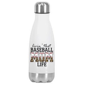 Livin' That Baseball Mom Life Leopard Stainless Steel Insulated Water Bottle