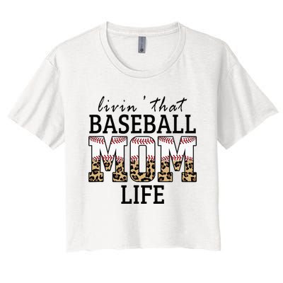 Livin' That Baseball Mom Life Leopard Women's Crop Top Tee