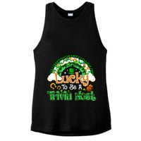 Lucky To Be Trivia Host Shamrock Patrick Day Meaningful Gift Ladies PosiCharge Tri-Blend Wicking Tank