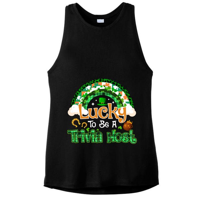 Lucky To Be Trivia Host Shamrock Patrick Day Meaningful Gift Ladies PosiCharge Tri-Blend Wicking Tank