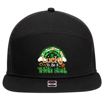 Lucky To Be Trivia Host Shamrock Patrick Day Meaningful Gift 7 Panel Mesh Trucker Snapback Hat